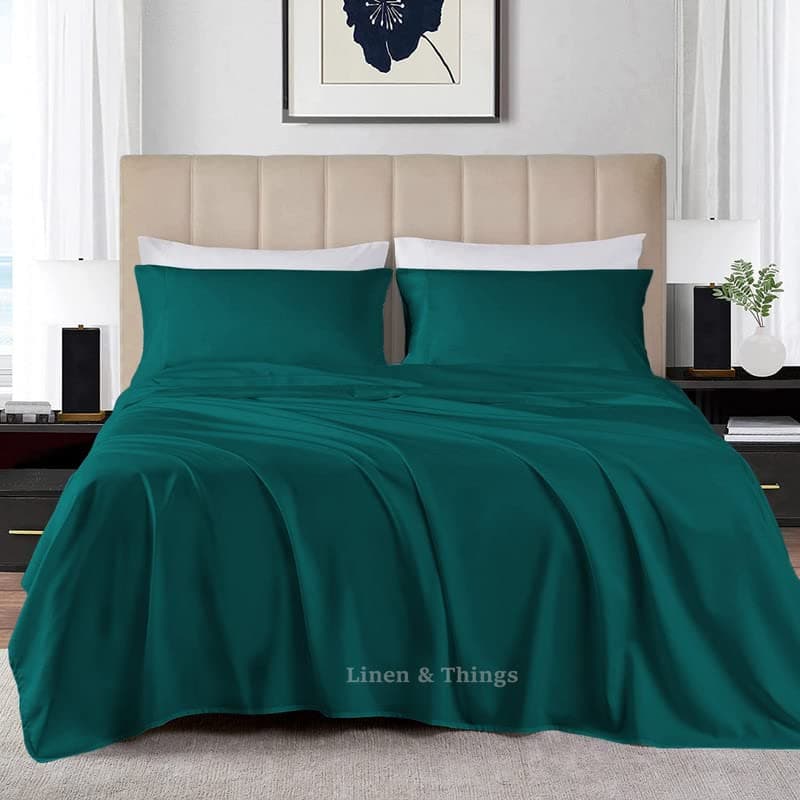 Premium 100% Egyptian Cotton 800 Thread Count 120x80 King Sheet Set, Deep Pocket 18", Mediterranean Blue