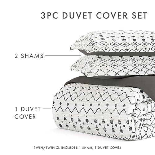 Twin Duvet Cover Set in Gray - Hotel-Like Comfort and Softness with Exquisite Prints and Solid Colors for Dreamy Bedroom