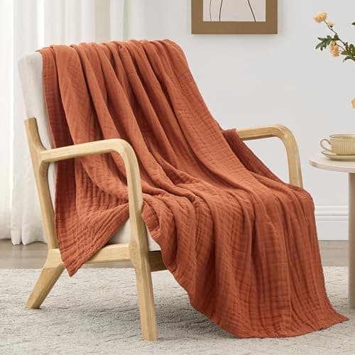 Cyan 100% Cotton Love's Cabin Queen Muslin Blanket, 90"x90"
