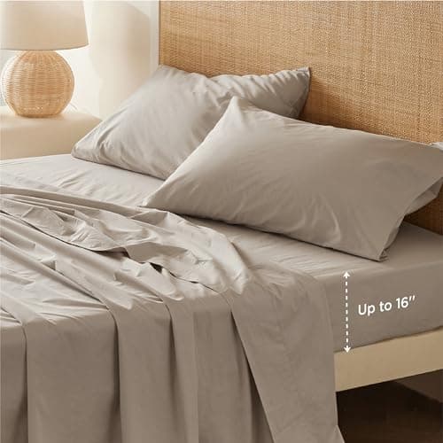 Breathable Cooling 100% Cotton Full Size Sheets with Deep Pocket