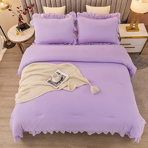 Andency Khaki Queen Comforter Set, 3 Pieces Shabby Chic Bedding