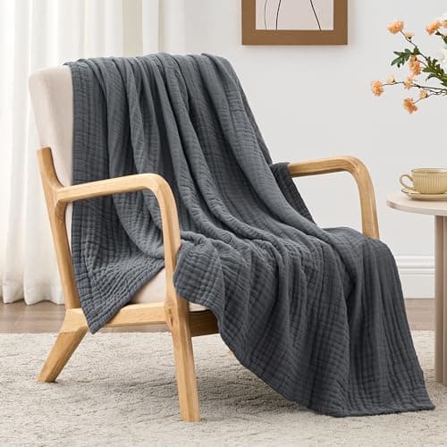 Cyan 100% Cotton Love's Cabin Queen Muslin Blanket, 90"x90"