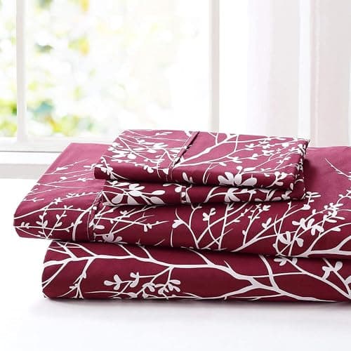 Spirit Linen Queen Size Bed Sheets - Pure Microfiber Polyester (Foliage Grey/White)