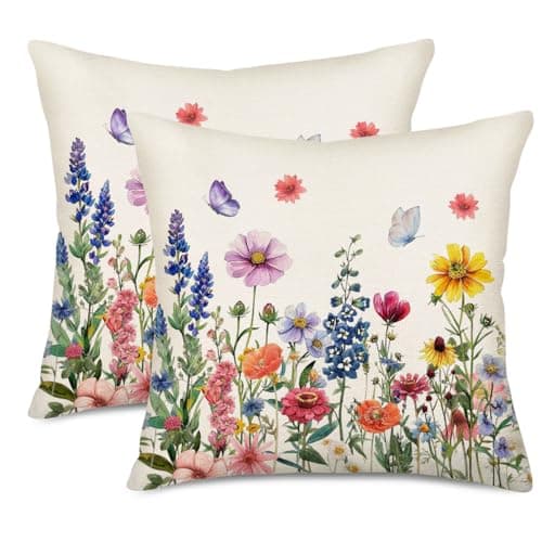 Set of 2 Eucalyptus Pillow Covers 22x22 Inch - Farmhouse Decorations