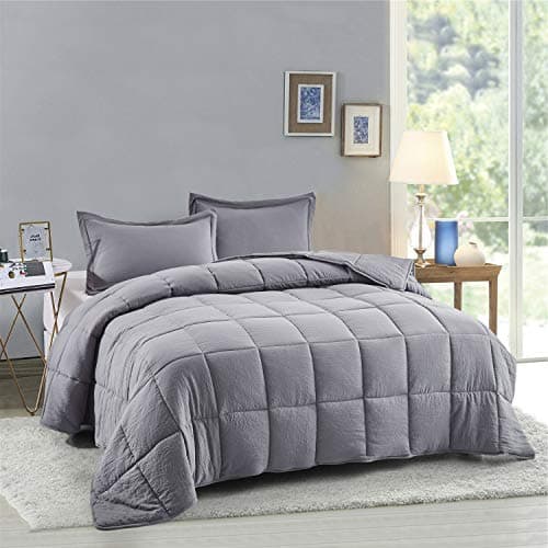 King Size Blue Down Alternative Comforter Set - Reversible Chic Quilt Design