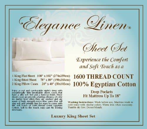 Elegance Linen 1600 Series King BedSheets, Navy, Deep Pocket Up to 16"