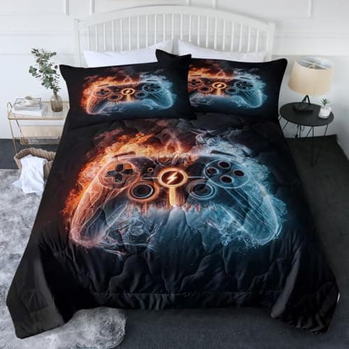 BlessLiving Black Red Mouth Comforter Set Queen Size for Boys & Girls