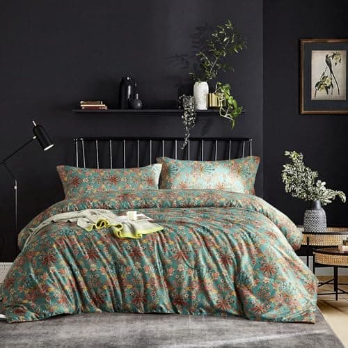 Ikawaapurry Queen Size Farmhouse Boho Comforter Set with Flowers Plants 3 Pcs Comforter 2 Pillow Shams