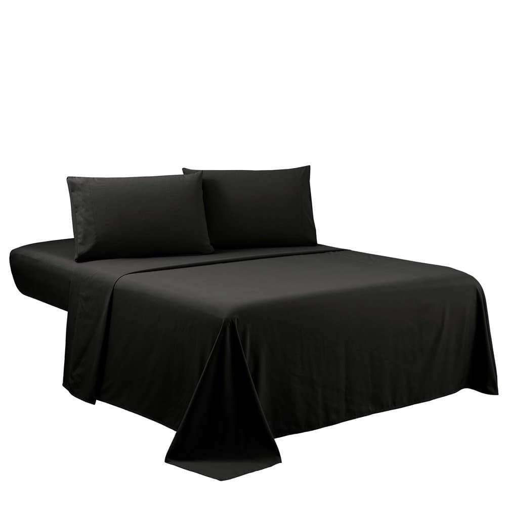 Sfoothome Black Luxury 4-Piece Bed Sheet Set - Full Size, Extra Deep Pocket