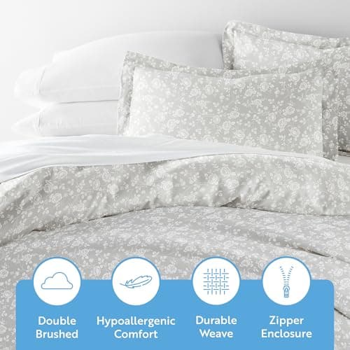 Linen Market Queen Duvet Cover & Shams - Light Gray, Hotel-Like Comfort