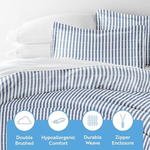 Hotel-Quality Queen Duvet Cover & Sham Set - Linen, Softness, & Exquisite Prints