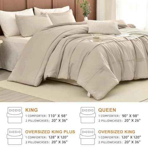 Queen Comforter Set, Pinch Pleat Linen Like Textile, Ultra Soft