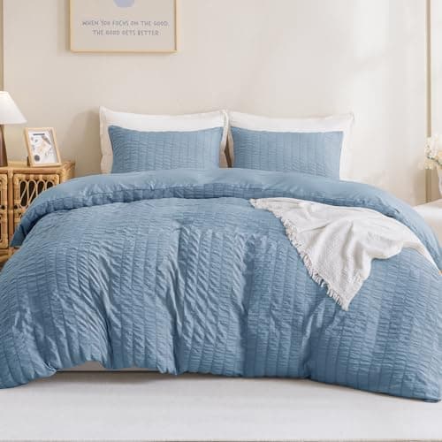 Litanika Queen Khaki Seersucker Comforter Set (90x90In Comforter & 2 Pillowcases)