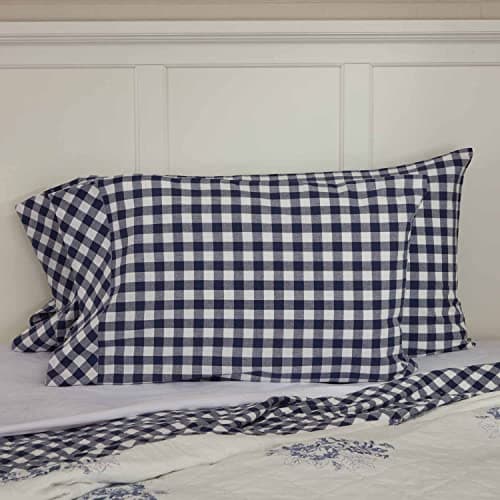 Piper Classics Vintage Blue Check Shams, Set of Two, 21" W x 27" L