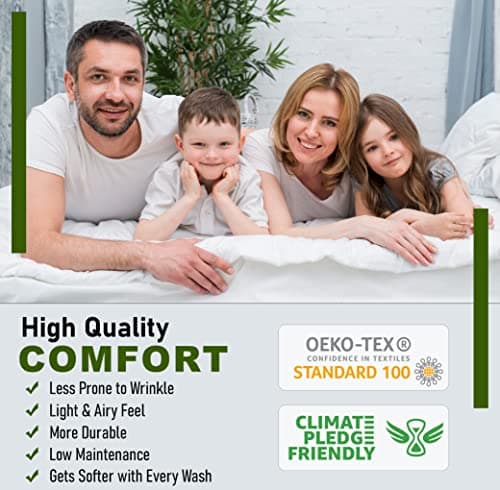 RUVANTI Queen Deep Pocket 4PC Cotton Percale Bed Linen Set