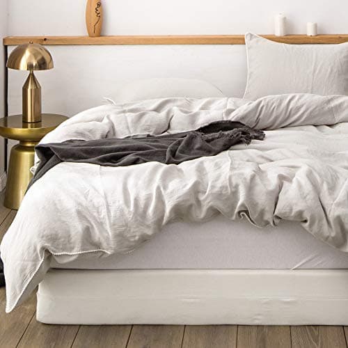 Simple&Opulence Queen Size Natural Linen Duvet & Pillow Shams Set