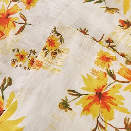 JSD Yellow Floral Printed Full Size 4 Piece Microfiber Sheet Set Extra Deep Pocket