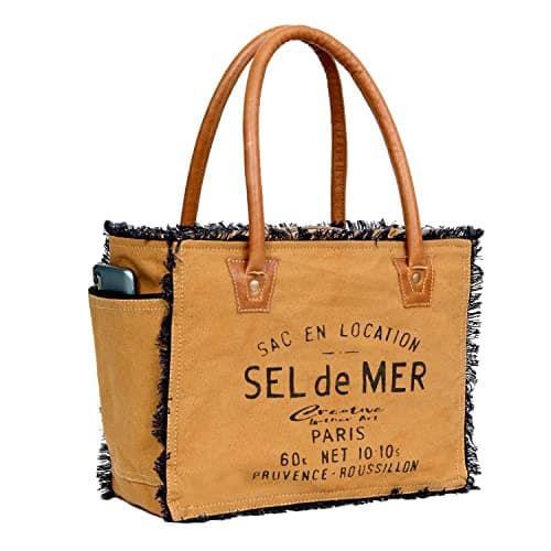 CLA Bags Sel De Mer Upcycled Canvas & Cowhide Tote Bag