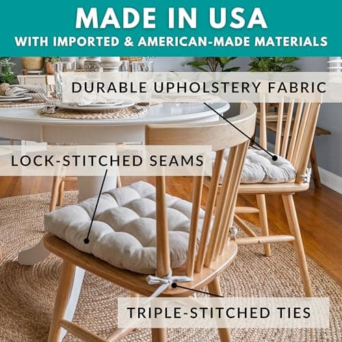 Bravo Seaglass Dining Chair Pad with Ties - Size Extra-Large - Reversible, Machine Washable