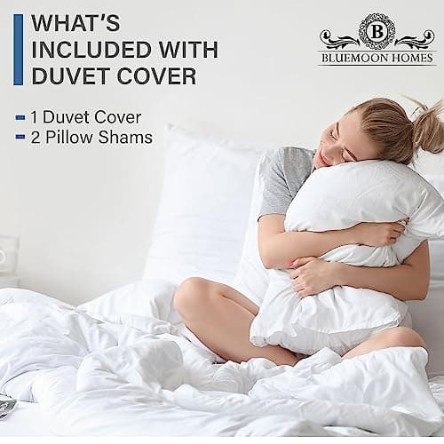 3-Piece 1000 Thread Count Egyptian Cotton Queen Size Duvet Cover Set - Silky Soft, Breathable, Zipper Closure