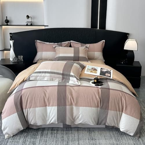 VM VOUGEMARKET Queen Blue Striped Duvet Cover & Pillowcases Set