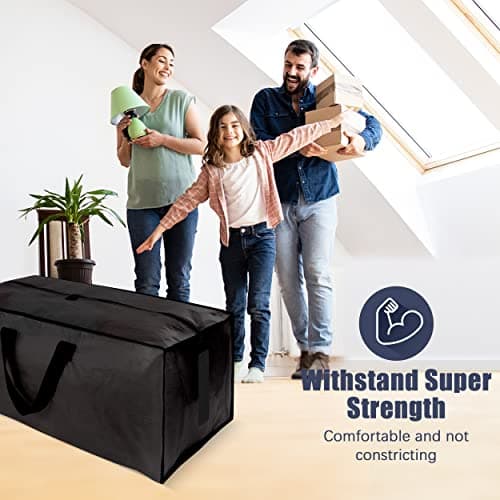 Heavy Duty Black 8 Pack Water-Resistant Storage Totes with Zippers & Handles