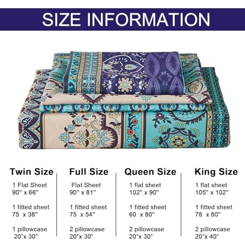 Boho Styled Queen Size Bedding Set 4PCS Ethnic Pattern Sheets