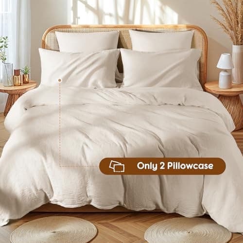 LBRO2M France Linen Queen Size Pillowcase Set 20"X30", Soft & Durable (2pcs)