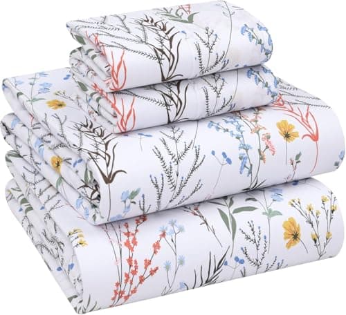 RUVANTI Queen Deep Pocket 4PC Cotton Percale Bed Linen Set