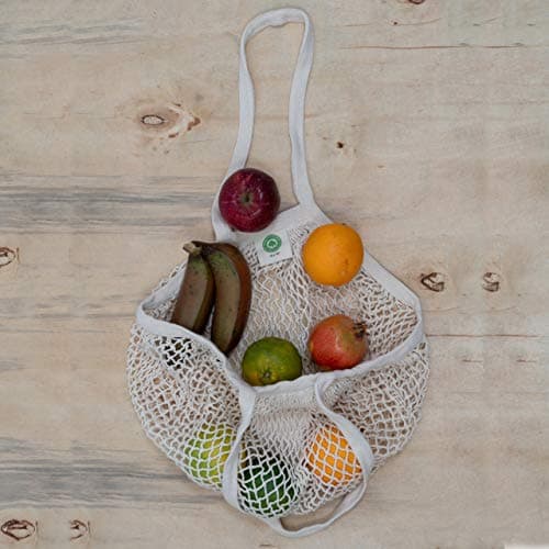Premium 100% Cotton Mesh Grocery Totes - Reusable French Market Bags (3 Pack)
