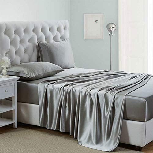 Soft Pink Silk Satin Sheets, Hypoallergenic Full Size Bedding Set, 4 Piece, Deep Pocket