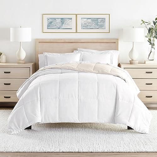 Reversible Queen Comforter Set - Soft and Lightweight Down Alternative - Includes Comforter and 2 Pillow Shams
