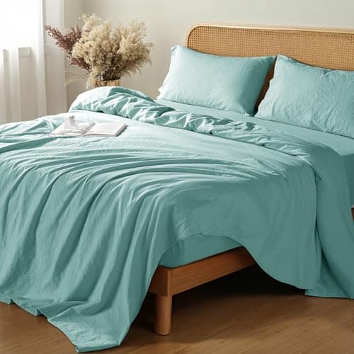 Shilucheng 100% French Linen King Size Sheets - Breathable, Soft & Durable