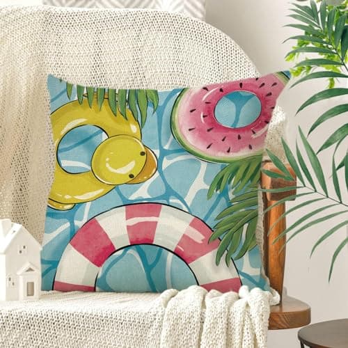 Hello Sunshine 16x16 Blue Striped Pool Decorative Cushions