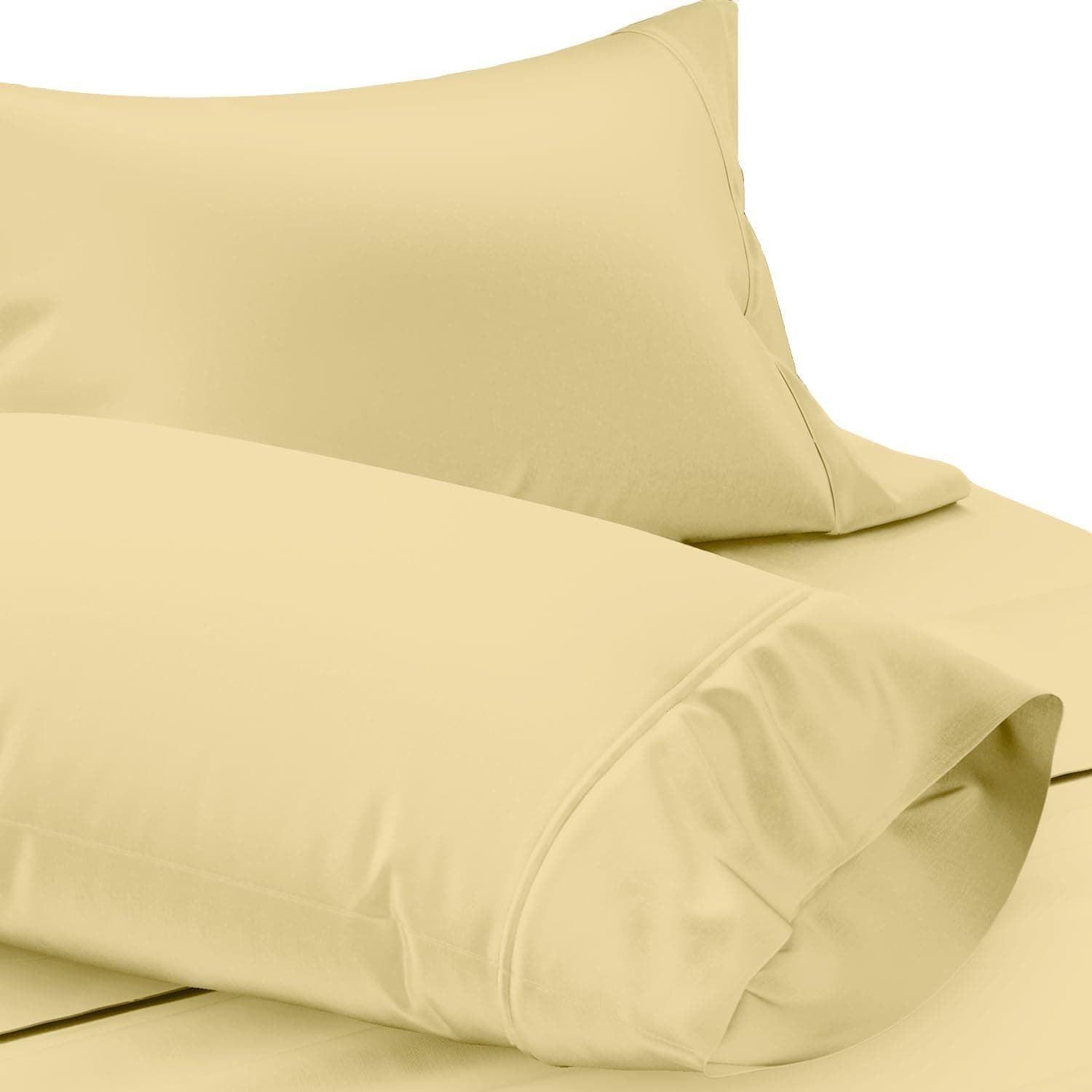 Texas Linen Co. King Size 100% Egyptian Cotton Sateen Beige Pillow Cases, 1200 Thread Count