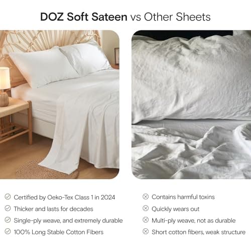 DOZ 100% Long Staple Cotton Sheets, Soft Sateen Weave, Forest Queen