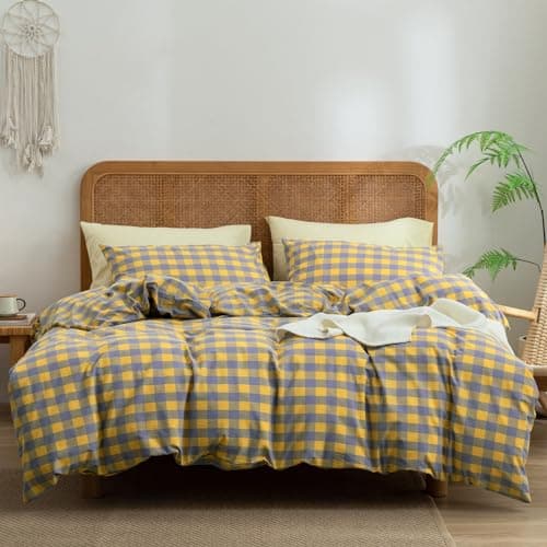 VM VOUGEMARKET Queen Blue Striped Duvet Cover & Pillowcases Set