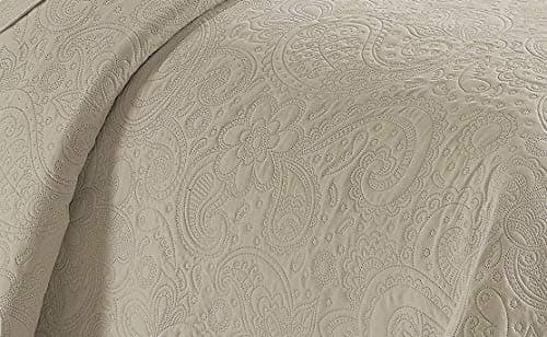 Oversized Beige Linen Plus Embossed Coverlet Bedspread Full/Queen New #Dana