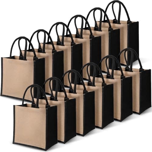 Shappy 10 Pack Reusable Burlap Tote Bag Set for Bridesmaid Gifts & Shopping