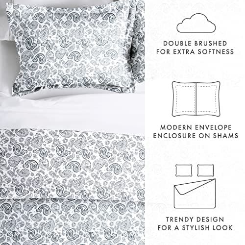 Queen Duvet Cover Set with 2 Pillow Shams - Navy Blue
