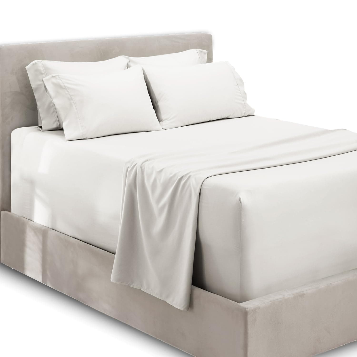 Hearth & Harbor Extra Deep 24" Pocket King Sheets - Microfiber - White