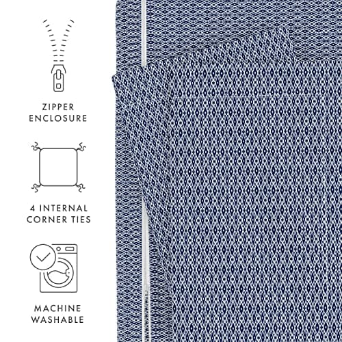 iEnjoy Home Premium Blue Diamond Pattern Duvet Cover Set, Queen/Full