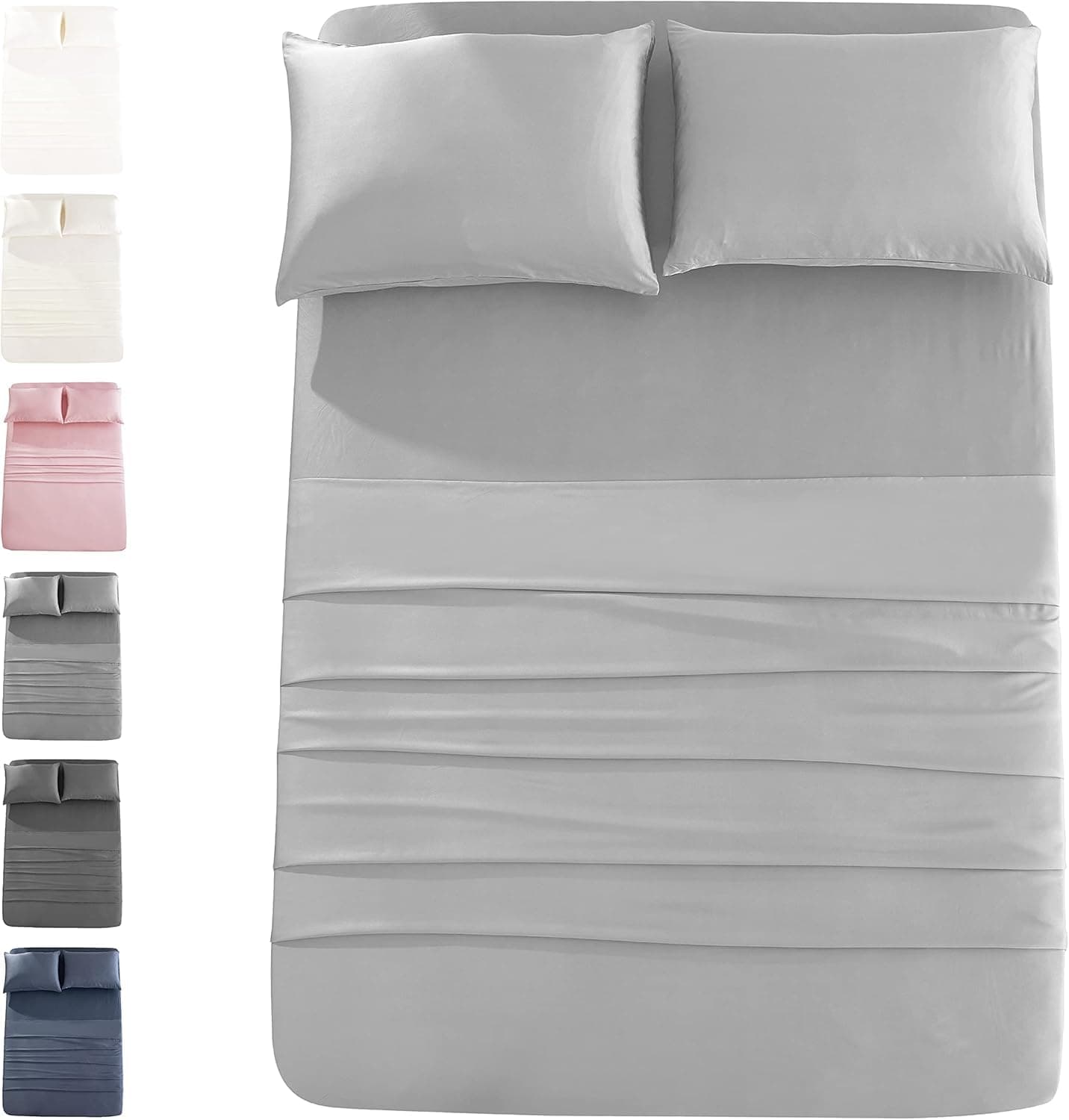 JOMO Cooling Bed Sheets, King Size - Silver Gray, 4 Pack