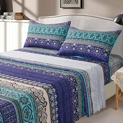 Boho Styled Queen Size Bedding Set 4PCS Ethnic Pattern Sheets