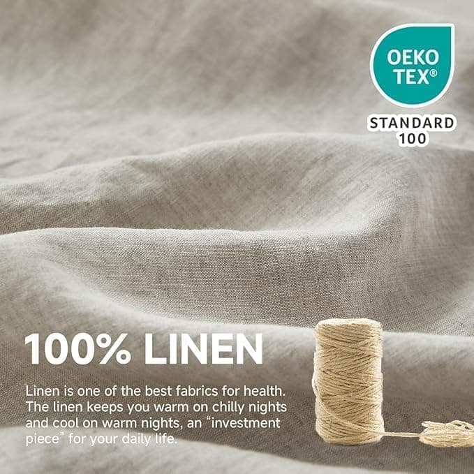 Simple&Opulence 100% Natural Linen Twin Sheets Set, 3 Pcs Breathable & Durable