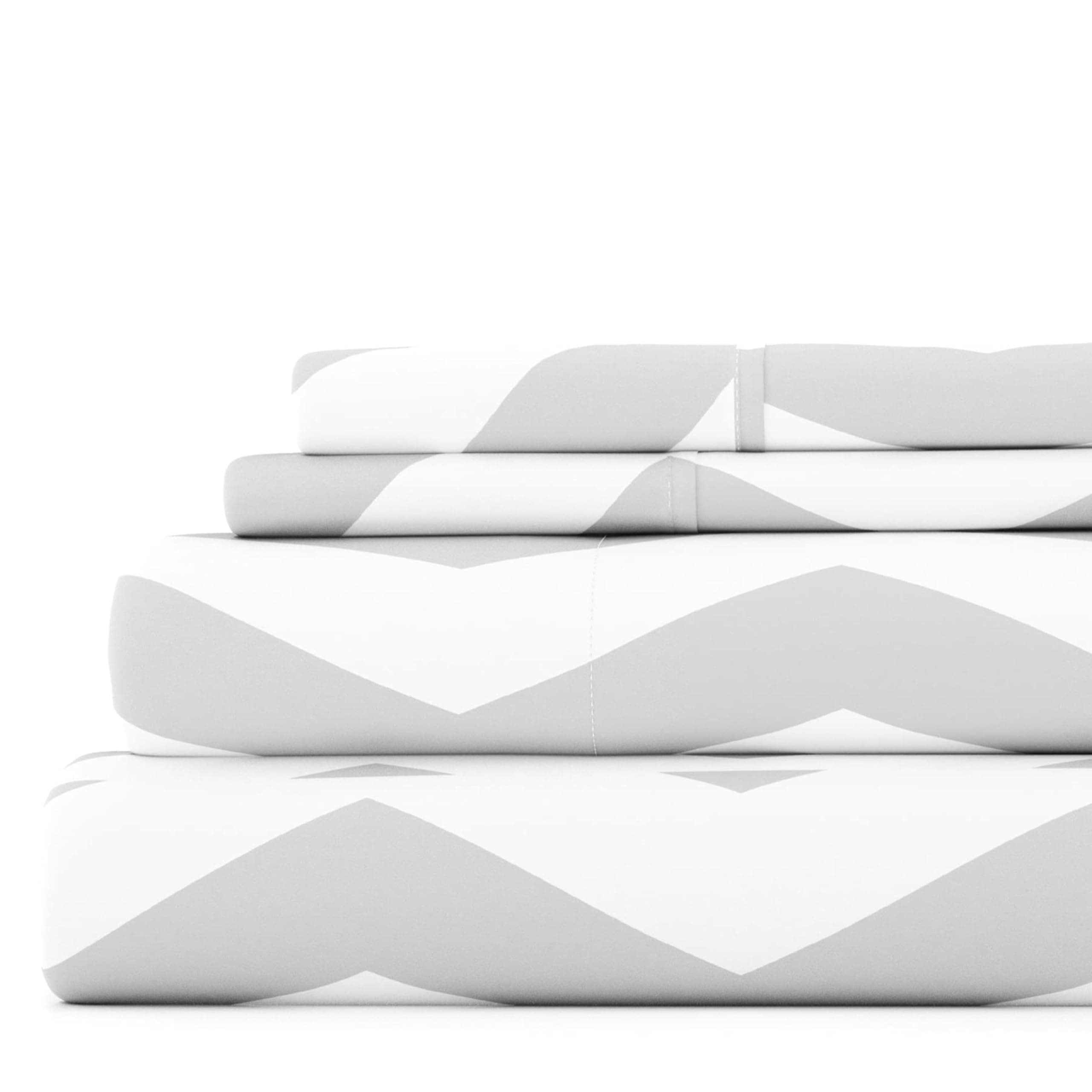 Oeko-TEX Certified Arrow Gray Microfiber Cal-King Sheet Set - Deep Pocket, 4-Piece