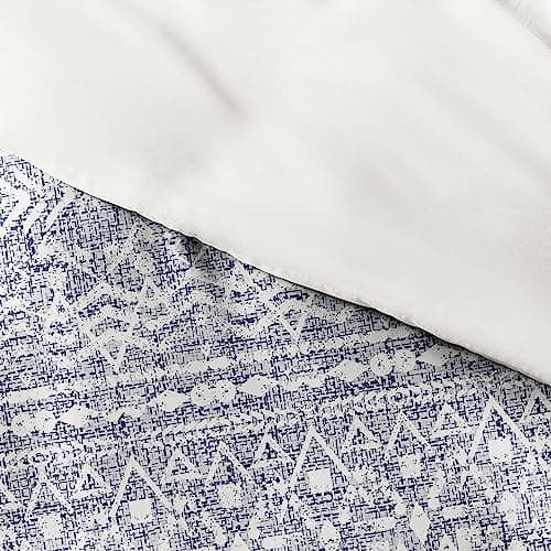 Navy Linen Duvet Cover Queen Set - Hotel-Like Comfort and Softness, Exquisite Prints, Solid Colors, Dreamy Bedroom