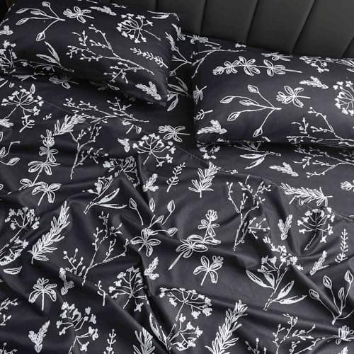 Nanko Floral Bed Sheet Set King Size 4 Pieces, Soft Microfiber Bedding Sets - Flat Sheet, Deep Pocket Fitted Sheet with 2 Pillowshames