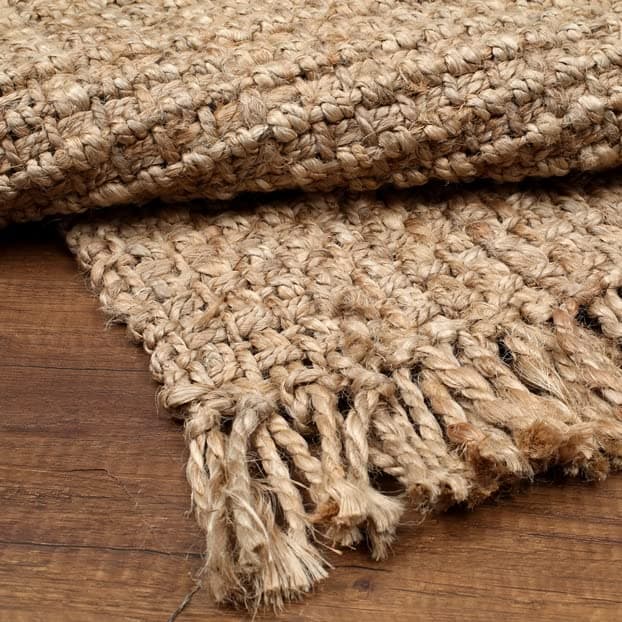 THE BEER VALLEY Natural Reversible Jute Rug - 2'x3' Farmhouse Accent