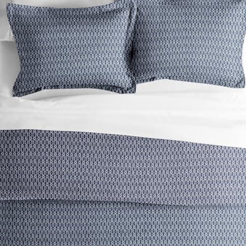 iEnjoy Home Premium Blue Diamond Pattern Duvet Cover Set, Queen/Full